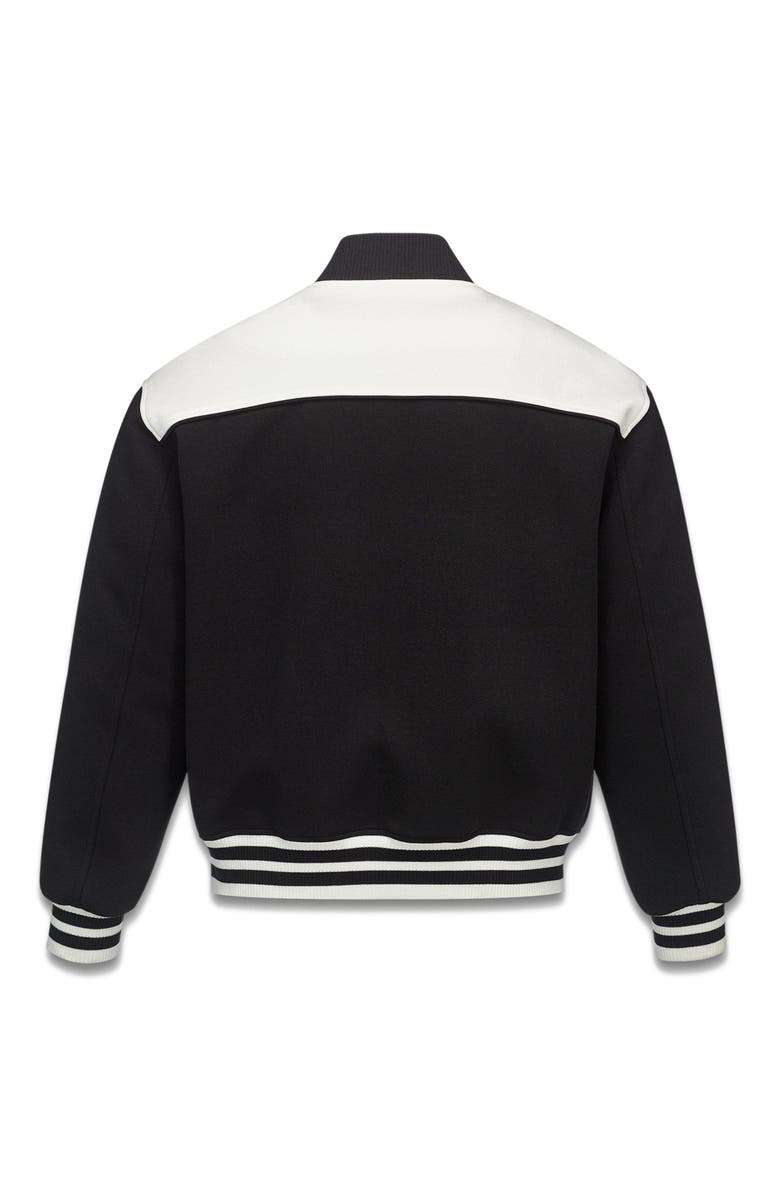 MCM Munchen Ponte Varsity Jacket, Alternate, color, Black And White