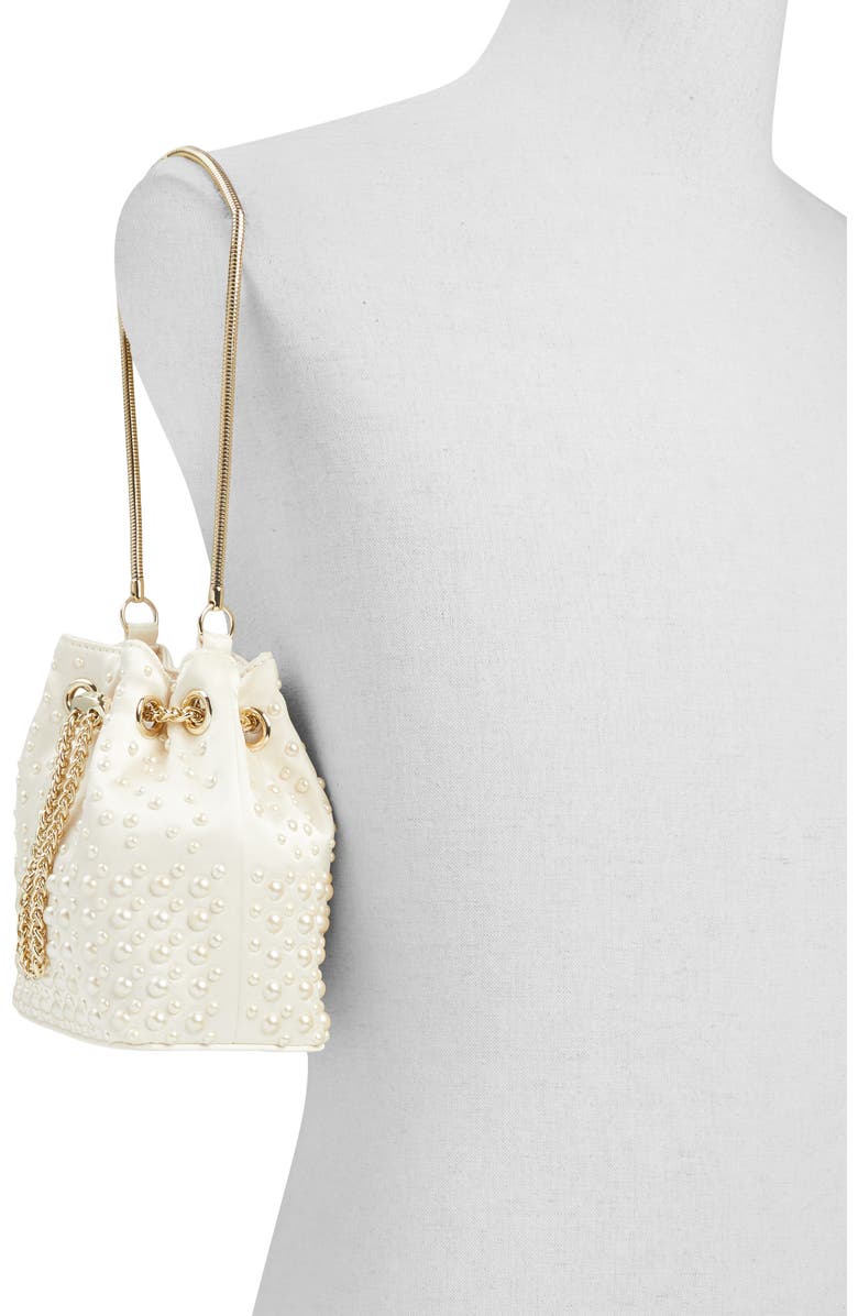 ALDO Pearlily Imitation Pearl Bucket Bag, Alternate, color,