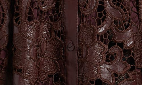 Elie Tahari Chayenne Faux Leather Lace Midi Dress In Brown
