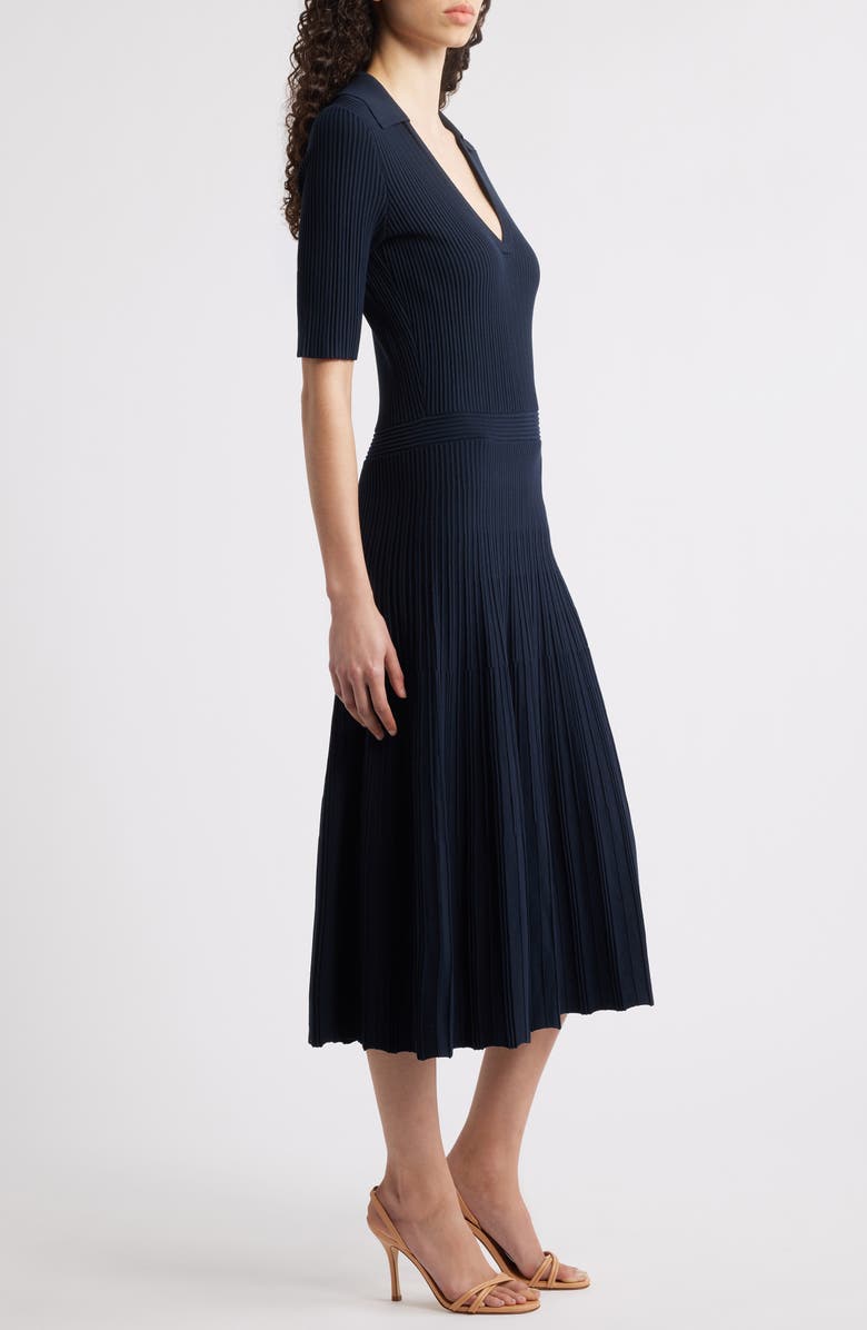 BOSS Fracie Rib Midi Dress, Alternate, color, Sky Captain