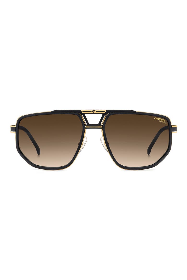 61mm Gradient Geometric Square Sunglasses, Main, color, BLACK GOLD/ BLACK BROWN GREEN