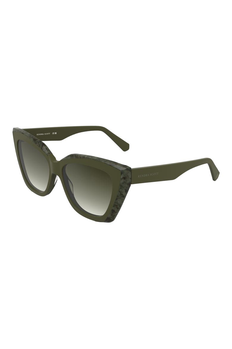 Katherine 56mm Gradient Cat Eye Sunglasses, Alternate, color, OLIVE GREEN/ MARBLE GREEN