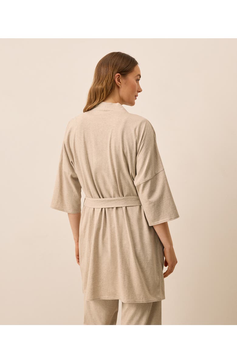 Pact Organic Staycation Short Robe, Alternate, color, Flax Heather