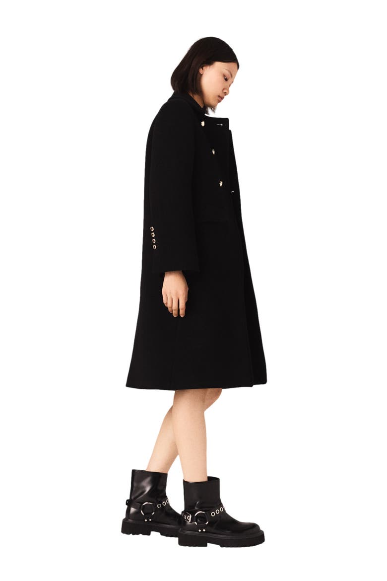 Long wool blend coat, Alternate, color, Black