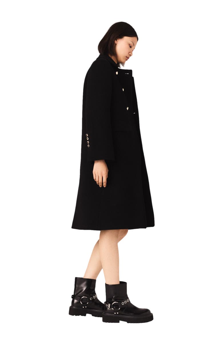 maje Long wool blend coat, Alternate, color, Black