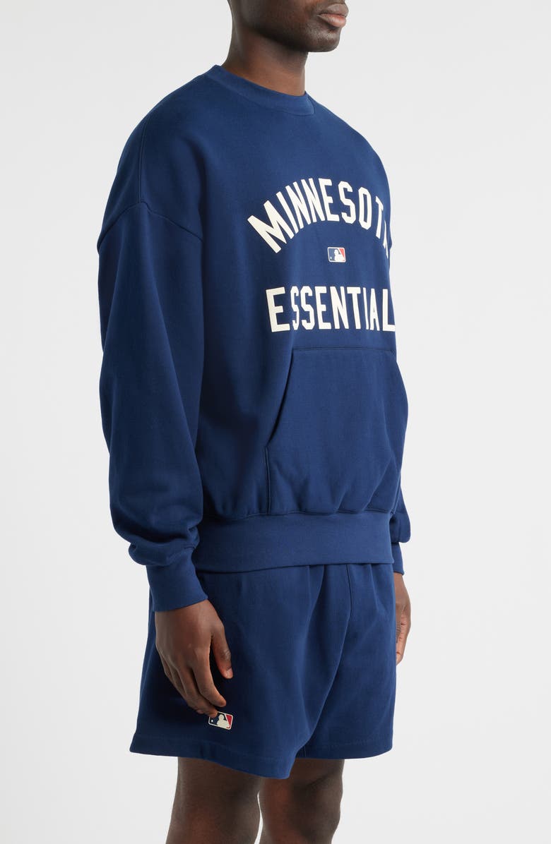 Fear of God Essentials Twins Sports Fit Crewneck Cotton Sweatshirt, Alternate, color, Navy