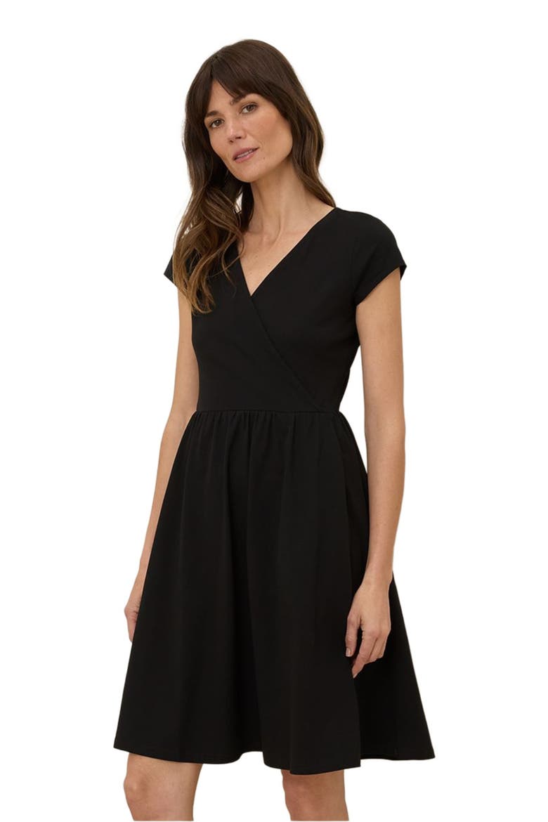 Fit & Flare Crossover Dress, Main, color, Black