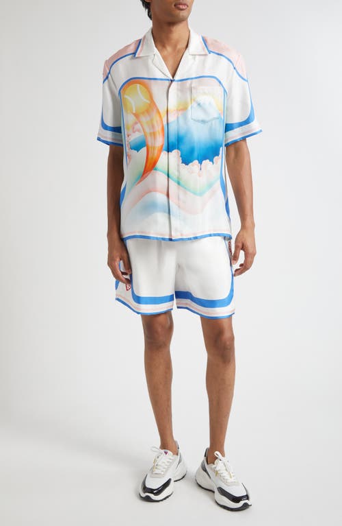 Casablanca Mens Fuji Dream Graphic-print Drawstring Silk Shorts In Multi