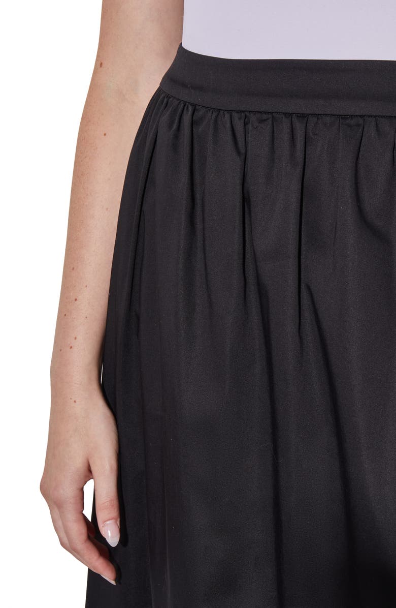 Ming Wang Gathered Cotton Blend Maxi Skirt, Alternate, color,