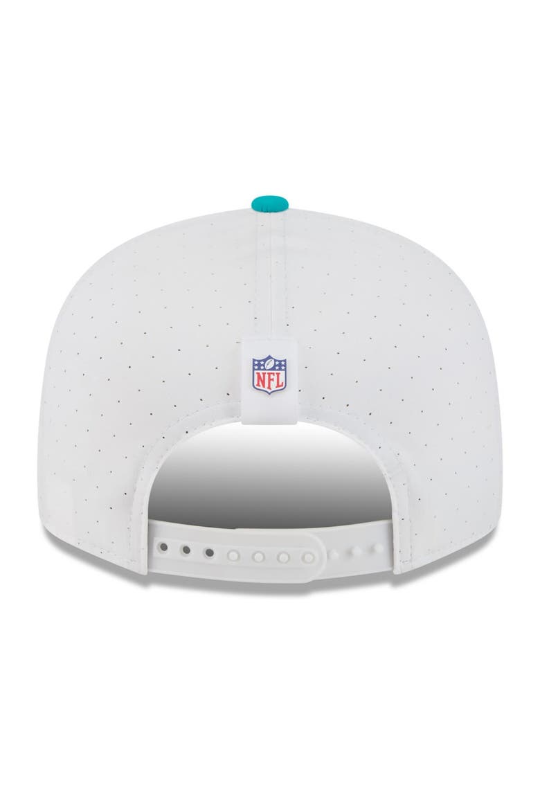 Men's New Era  White/Aqua Miami Dolphins 2025 NFL Training Camp Split Panel 9FIFTY Snapback Hat, Alternate, color, White