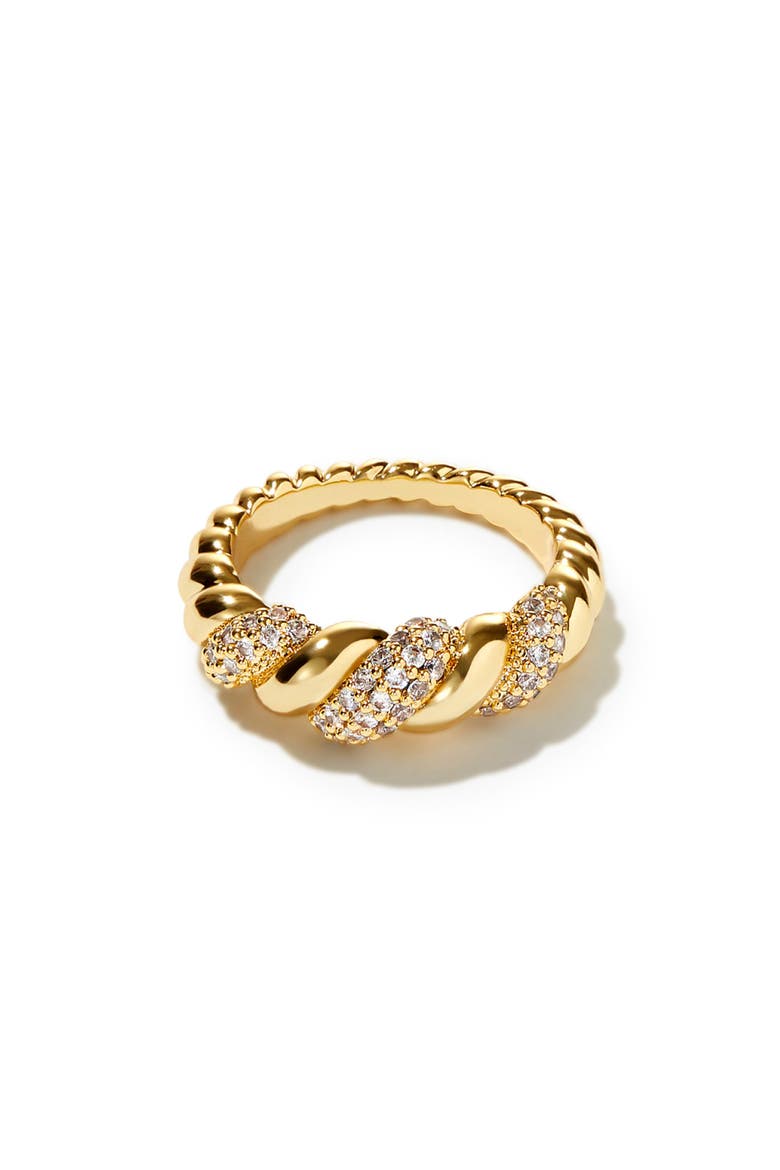 Pavé Cubic Zirconia Rope Band Ring, Main, color, GOLD