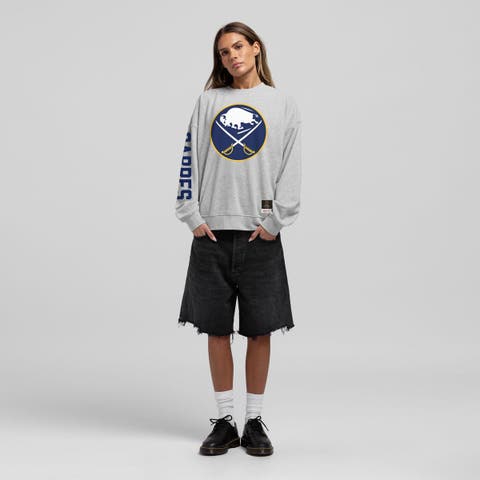 Women's Mitchell & Ness Heather Gray Buffalo Sabres Core 3-Hit Oversized Sweatshirt