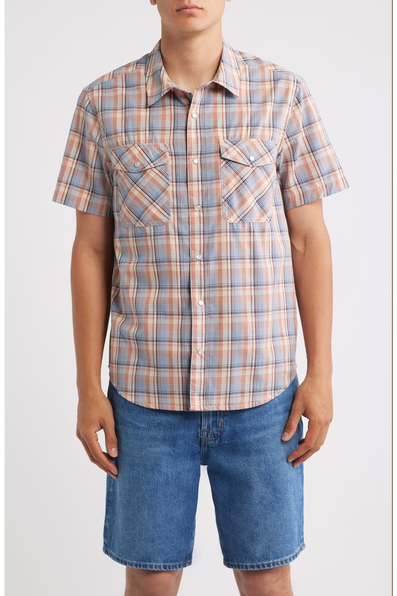 The Breezy Wayne Plaid Short Sleeve Shirt, Main, color, BLUE MULTI PLAID