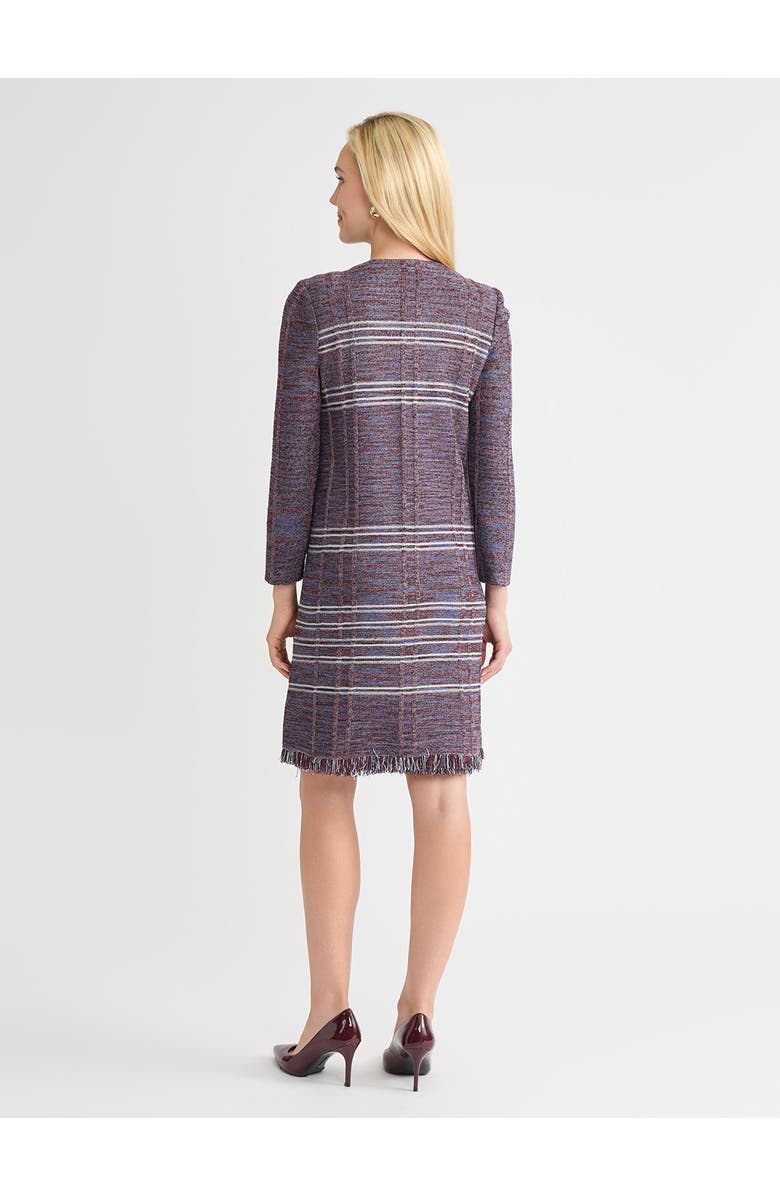Misook Melange Striped Fringe Trim Knit Jacket, Alternate, color, Sangria/Blue/Black