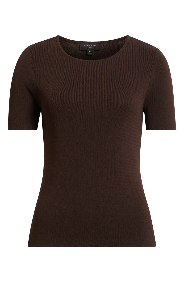 Tahari ASL Short Sleeve Sweater, Alternate, color, Espresso