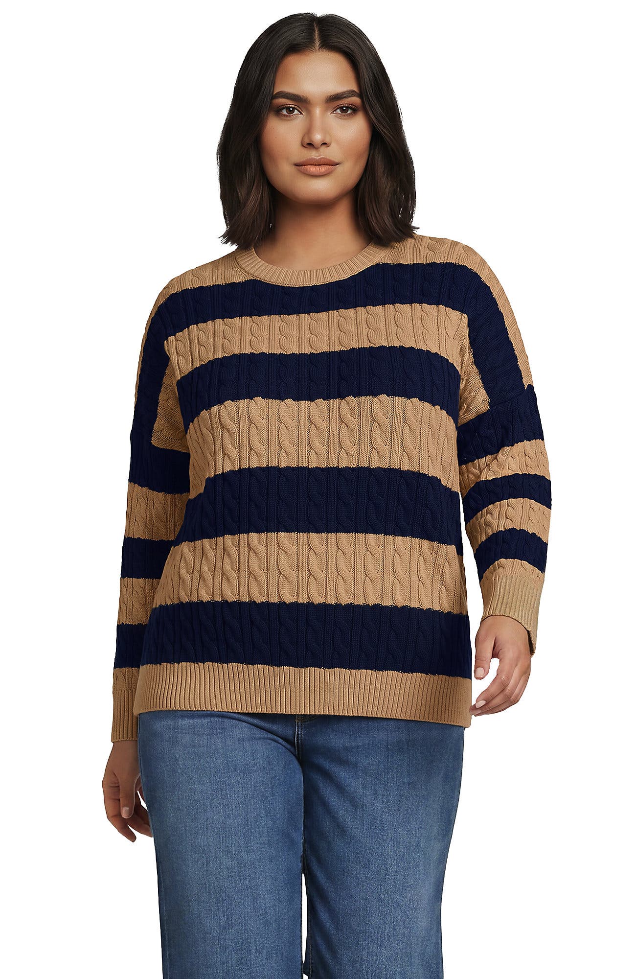 Light Camel/Navy Stripe