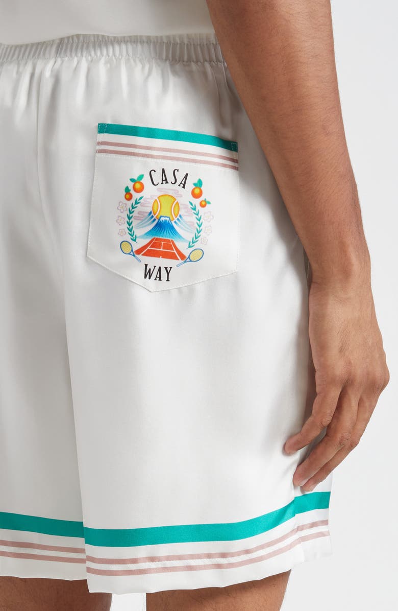 Casablanca Casa Way Drawstring Silk Shorts, Alternate, color, Casa Way