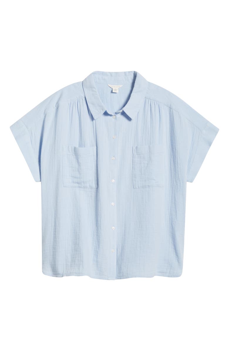 Caslon<sup>®</sup> Cotton Gauze Button-Up Shirt, Alternate, color, Blue Windsurfer