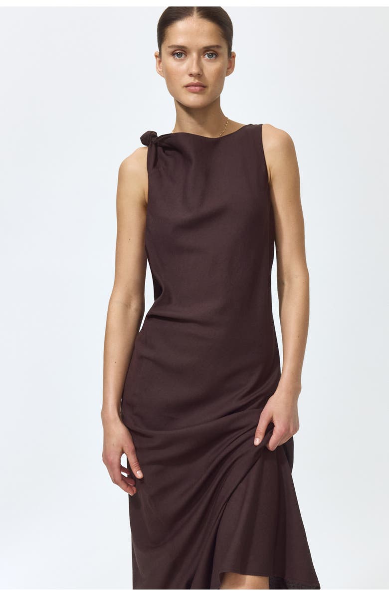 H&M Sleeveless Linen-blend Dress, Alternate, color, Dark Brown