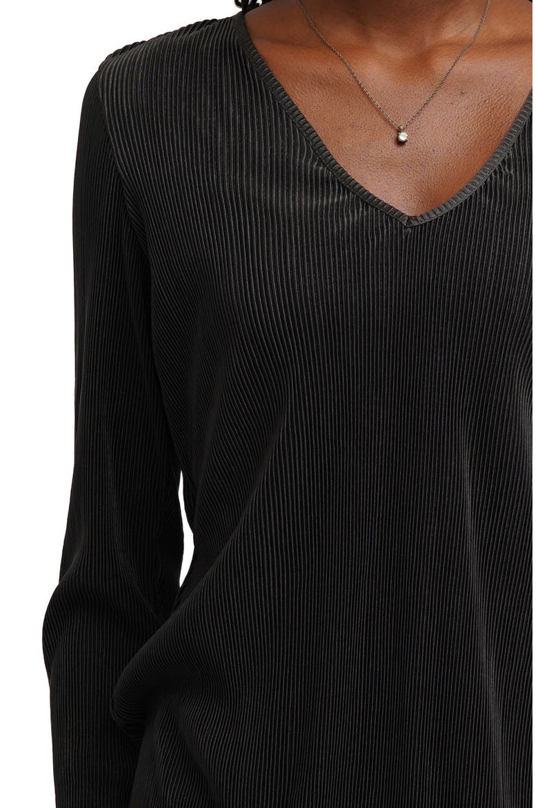V-Neck Plissé Tunic, Alternate, color, BLACK