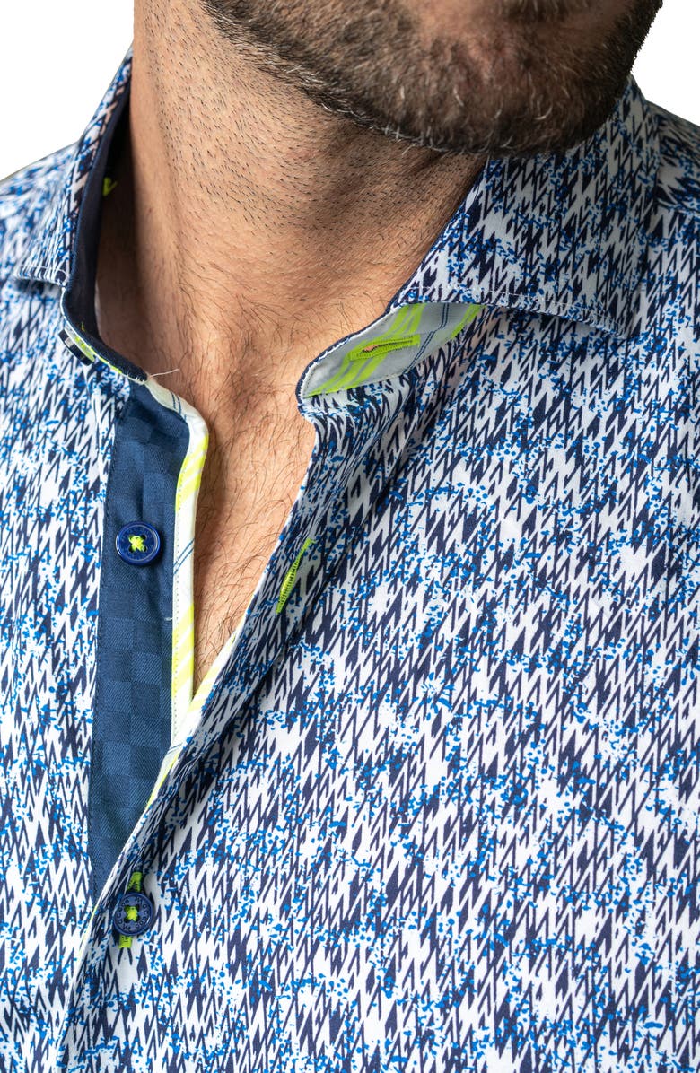 Maceoo Einstein Skim Blue Cotton Button-Up Shirt, Alternate, color, Blue