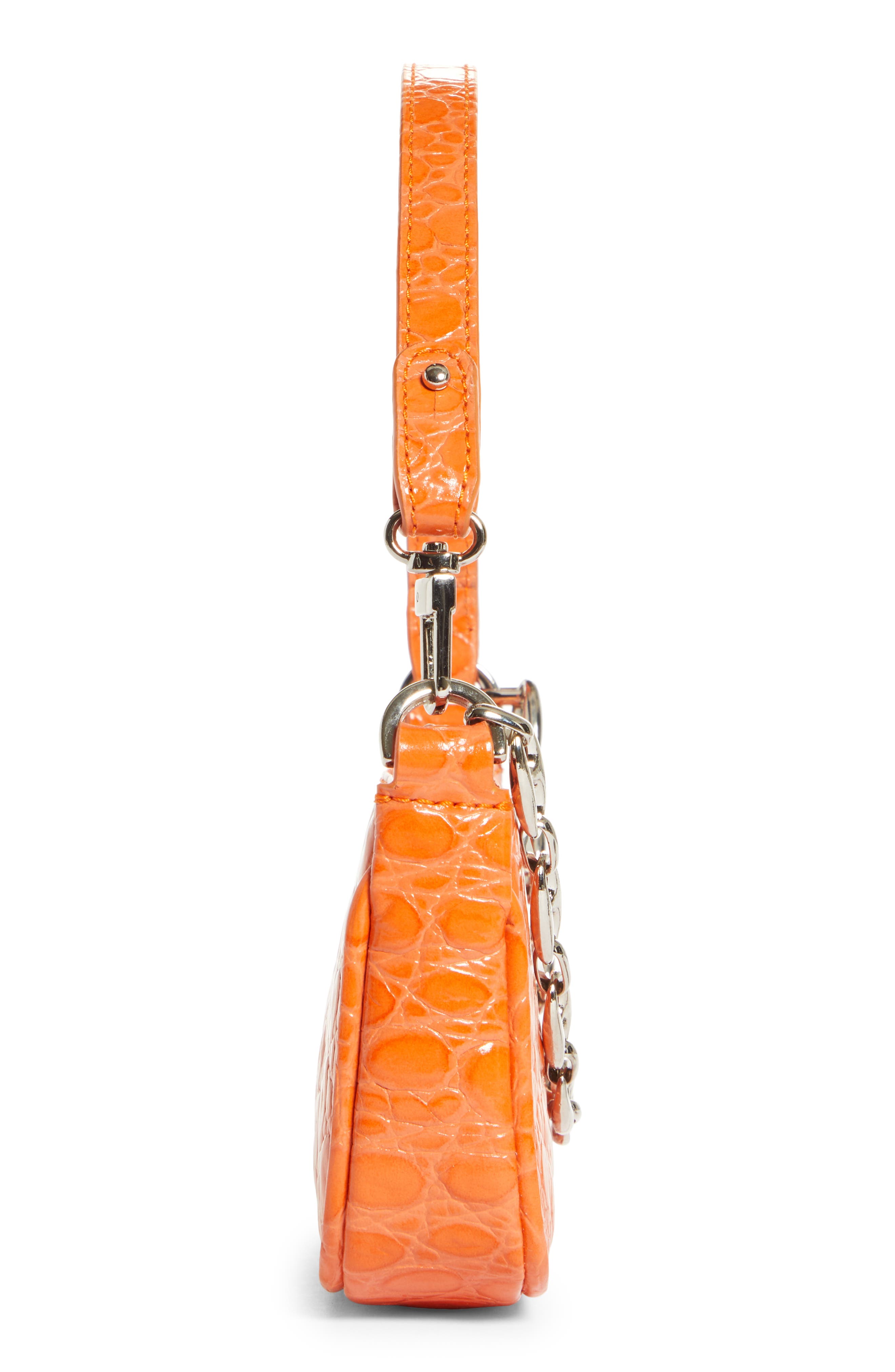 By Far Mini Rachel Croc Embossed Leather Bag, Alternate, color, 