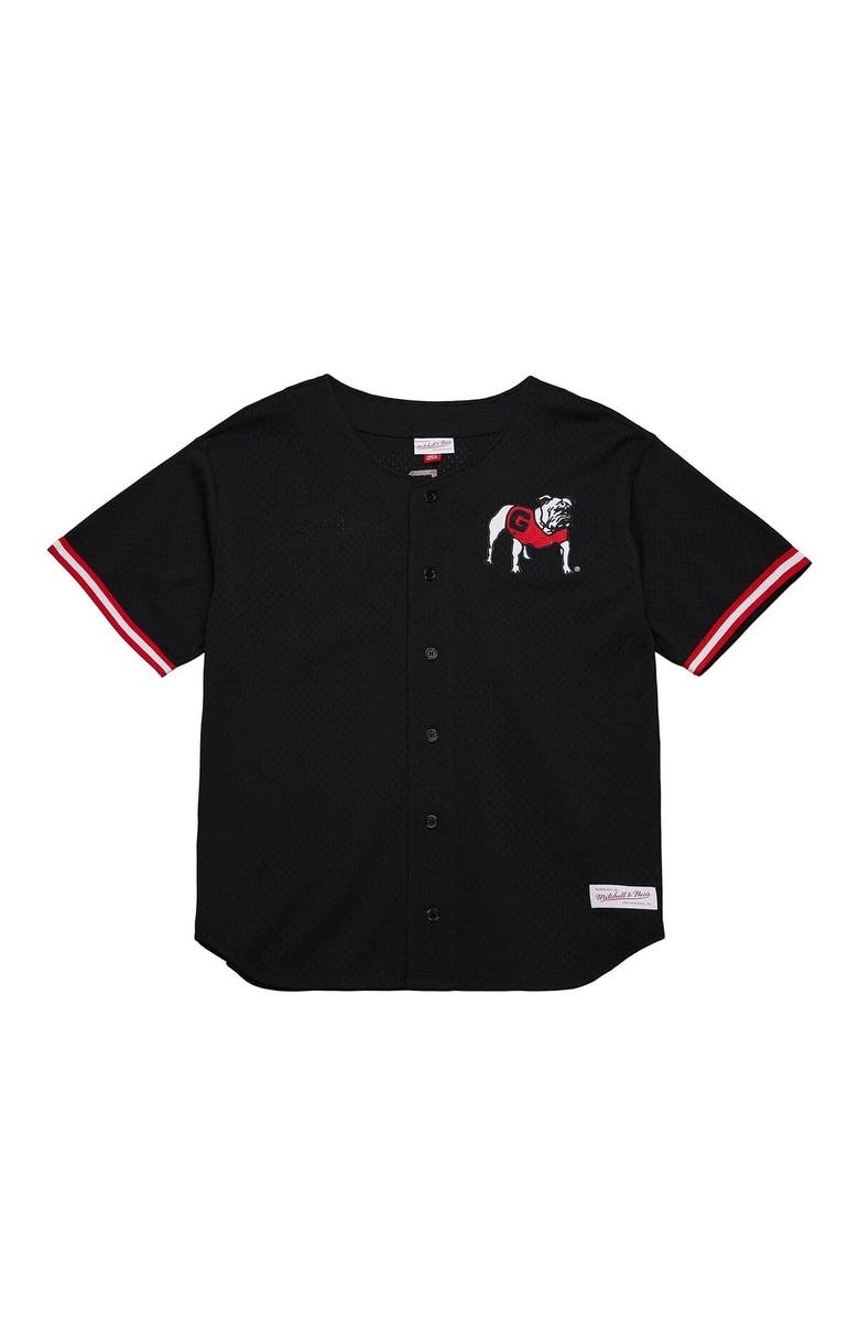 Mitchell & Ness Men's Mitchell & Ness Black Georgia Bulldogs Game Time Vintage Mesh Button Front Top, Alternate, color, 