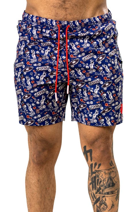 Swim Marthyr Print Swim Trunks