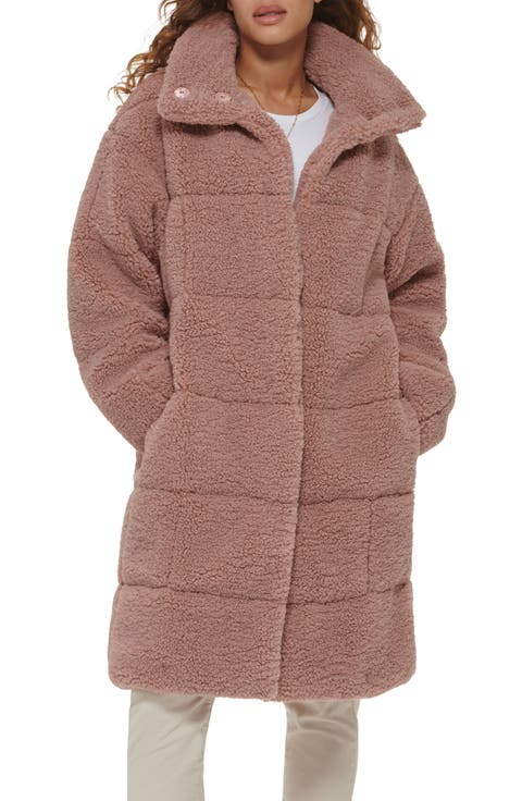 Quilted Fleece Long Teddy Coat