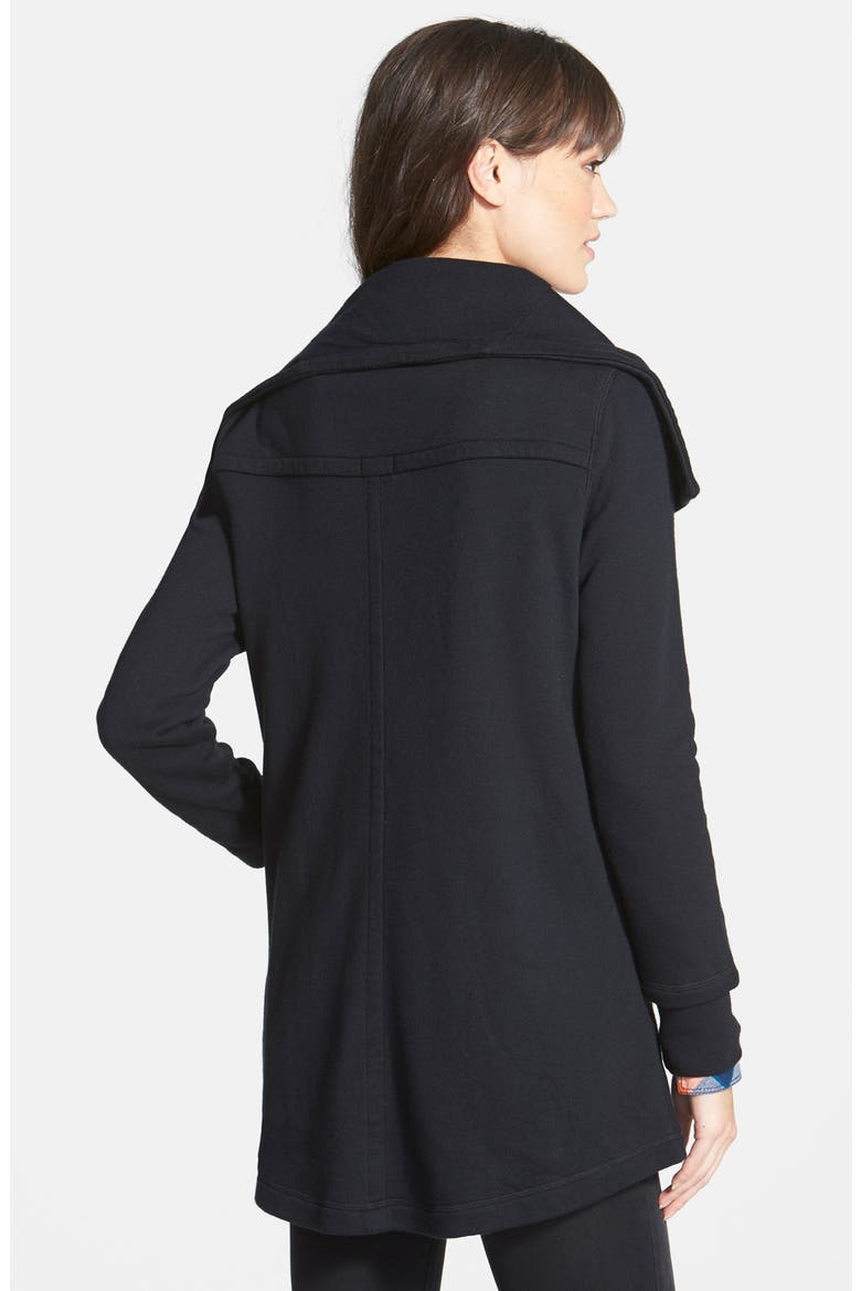 Oversize Collar Double Breasted Long Jacket, Alternate, color, BLACK
