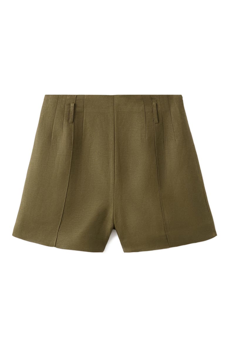 High Waist Linen Blend Shorts, Alternate, color, KHAKI GREEN
