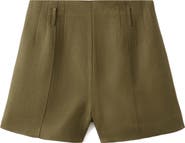 MANGO High Waist Linen Blend Shorts