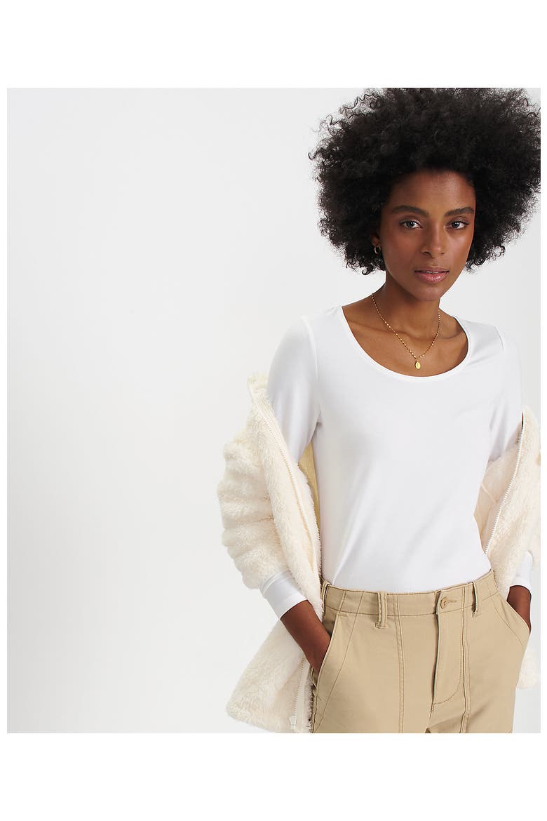 Long Sleeve Lightweight Jersey Scoop Neck T-Shirt, Alternate, color, White