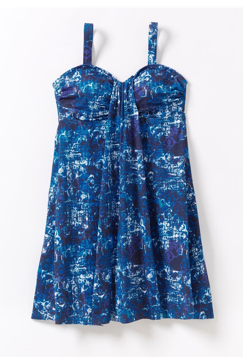 Two Piece Flyaway Swim Dress, Alternate, color, BLUE MEDALLION