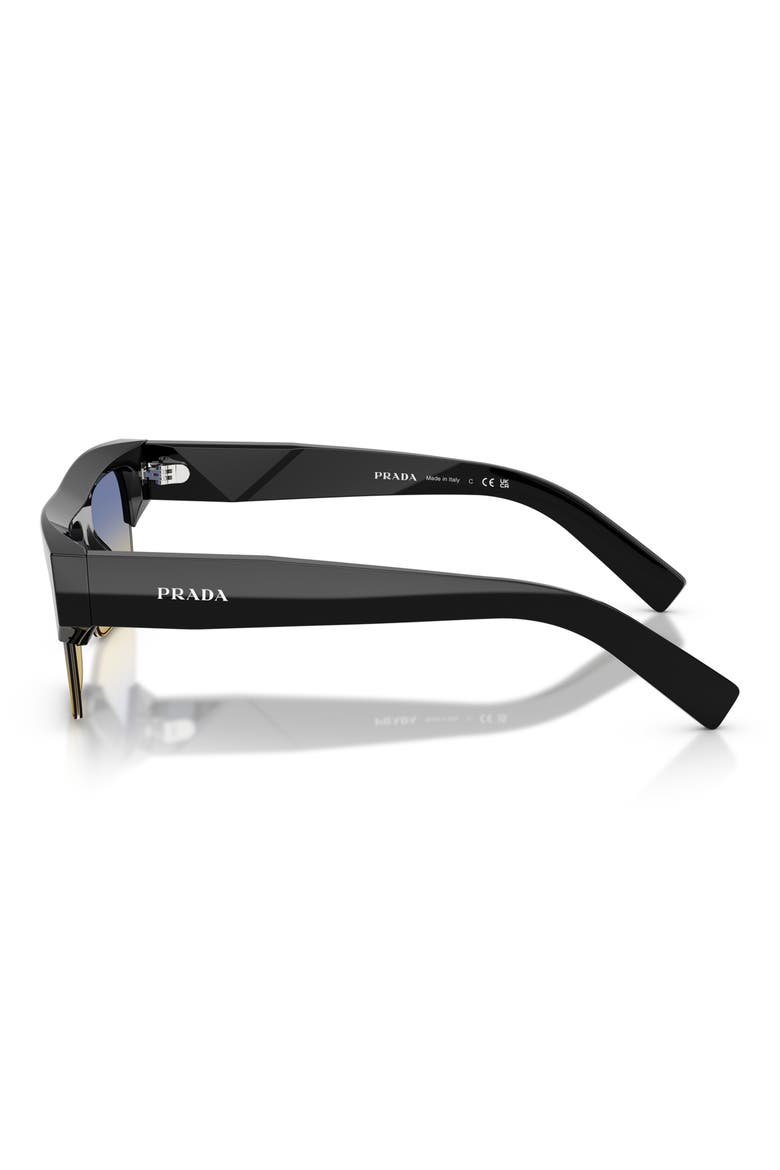 55mm Rectangular Sunglasses, Alternate, color, BLACK / YELLOW/ DARK BLUE