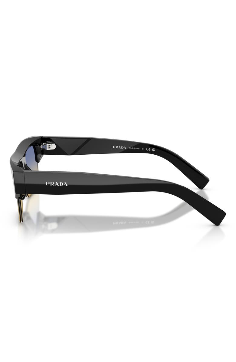 Prada 55mm Rectangular Sunglasses, Alternate, color, Black / Yellow/ Dark Blue