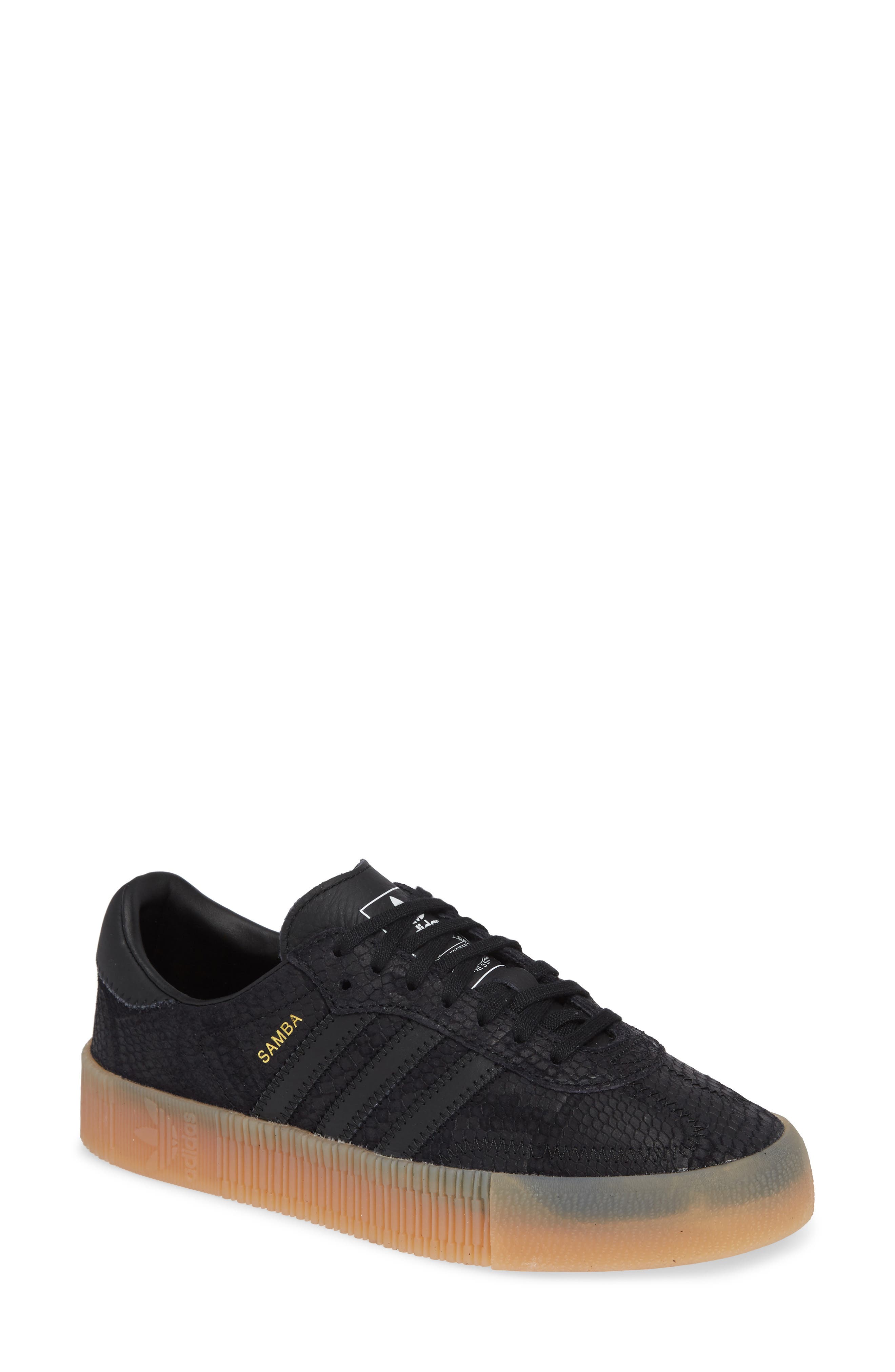 Samba Rose Sneaker, Main, color, BLACK/ BLACK/ GUM