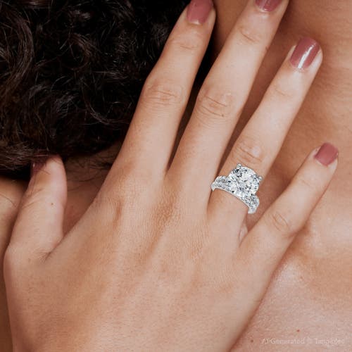 Bliss Diamond Certified 3 1/2ct Diamond Engagement Matching Wedding Rings 14k Gold Lab Grown In Silver