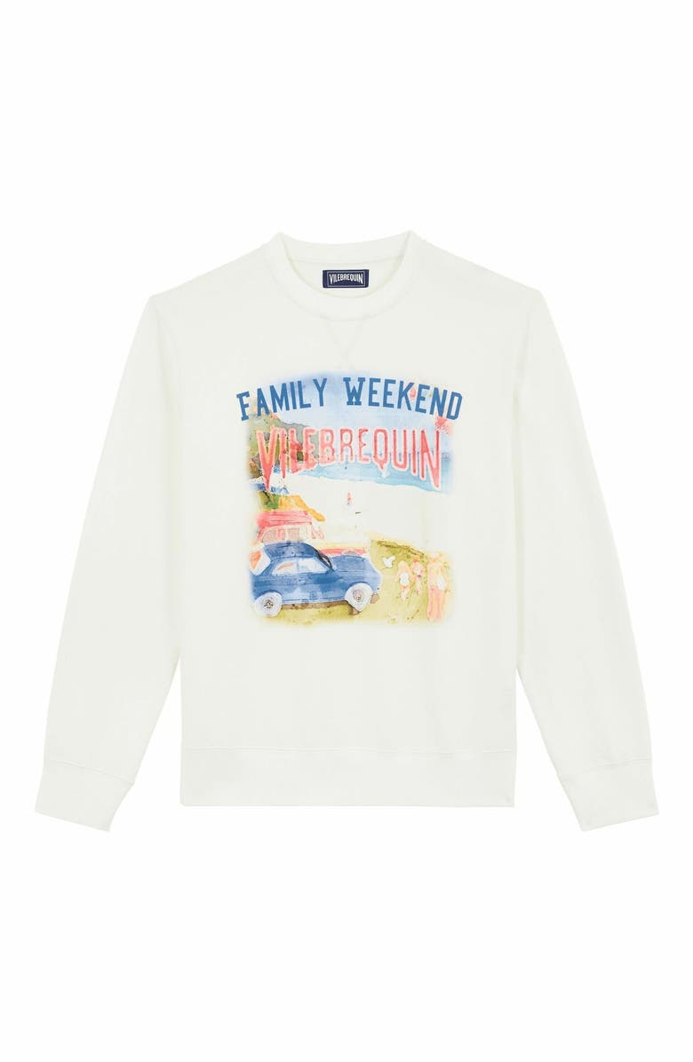 Vilebrequin Men's Family Weekend Cotton Crewneck Sweatshirt, Alternate, color, Off White