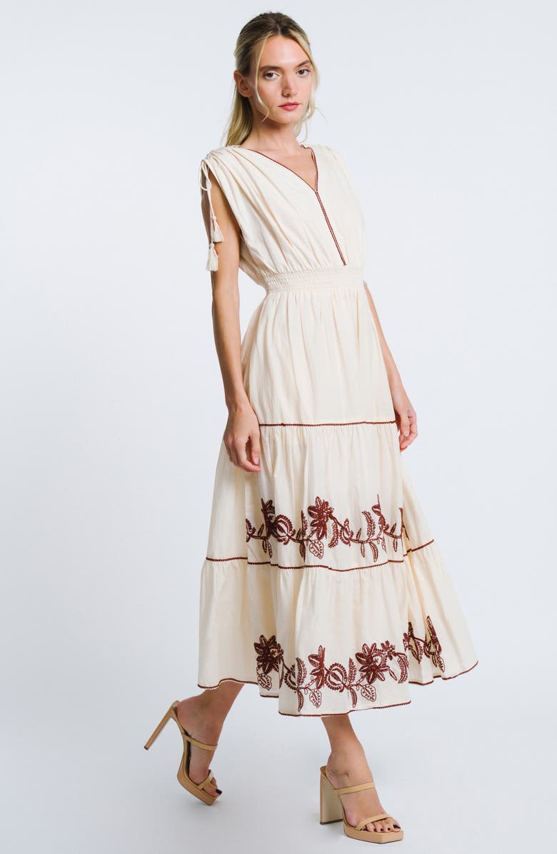 CIEBON Lumi Embroidered Midi Sundress, Alternate, color, Cream Multi