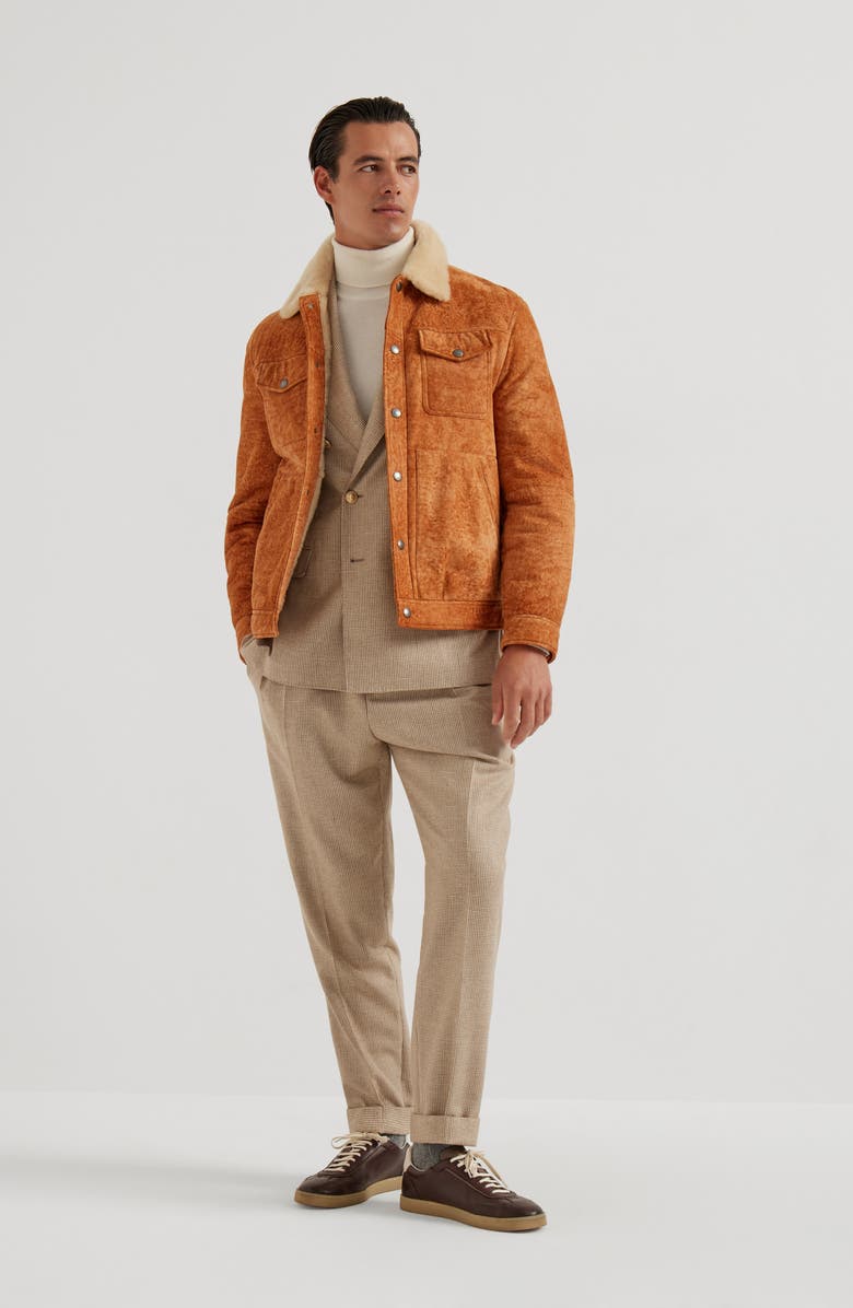 Brunello Cucinelli Shearling jacket, Alternate, color, Cognac