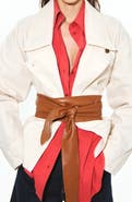 MANGO Starring Hailey Bieber Leather Cummerbund Belt