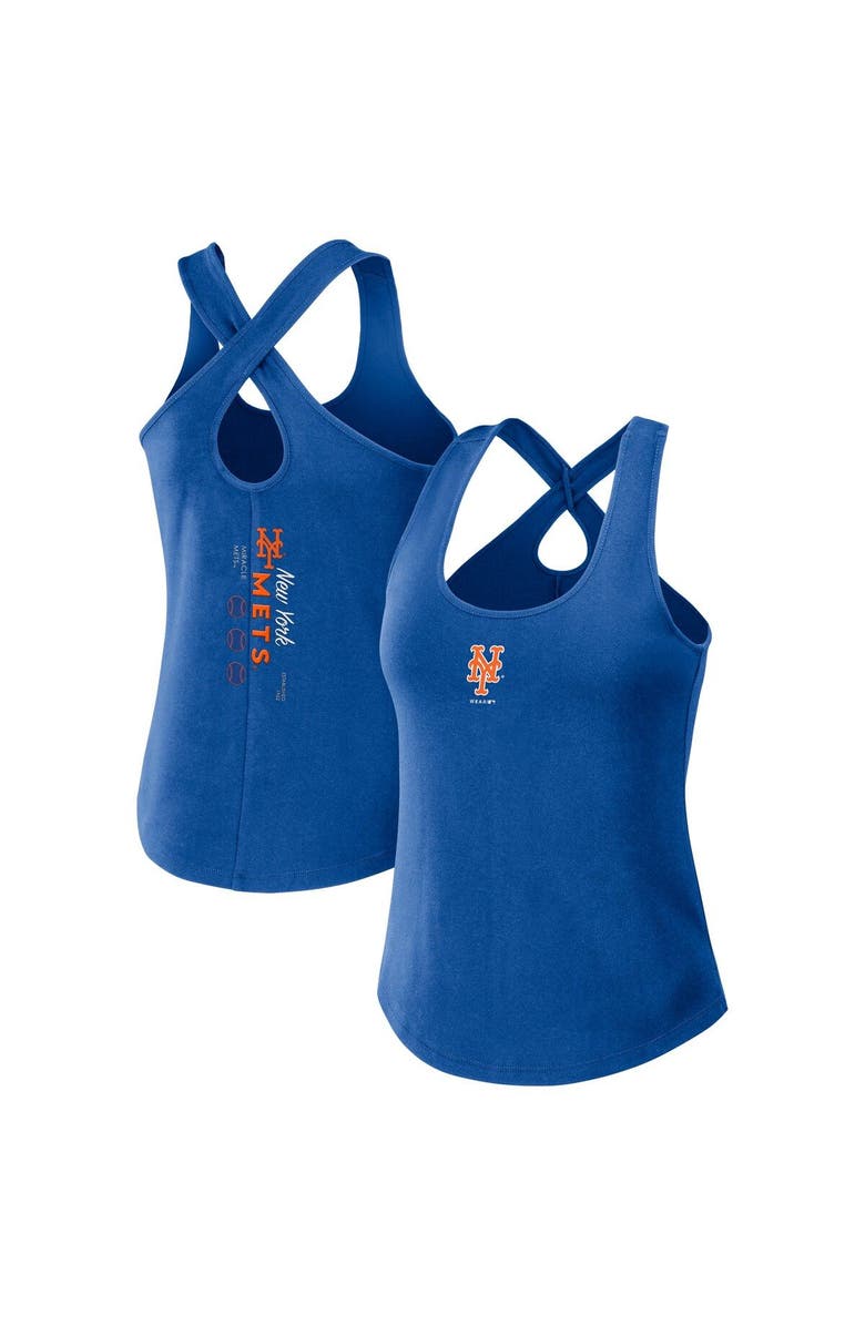 WEAR by Erin Andrews Women's WEAR by Erin Andrews Royal New York Mets Cross Back Tank Top, Main, color, 