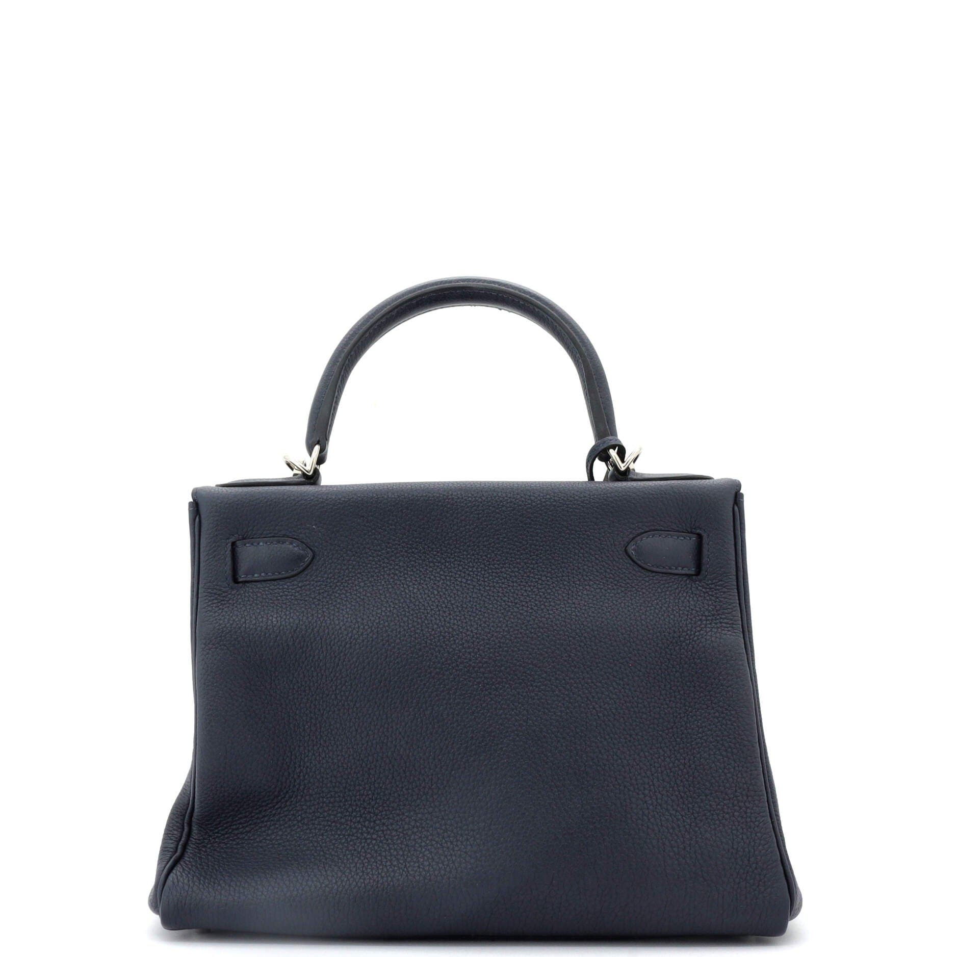 Pre-Owned Hermes Kelly Handbag Blue Togo with Palladium Hardware 28, Alternate, color, 