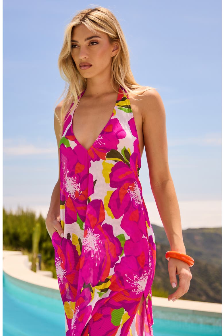 Bloom Semisheer Mesh Cover-Up Maxi Dress, Alternate, color, PINK MULTI
