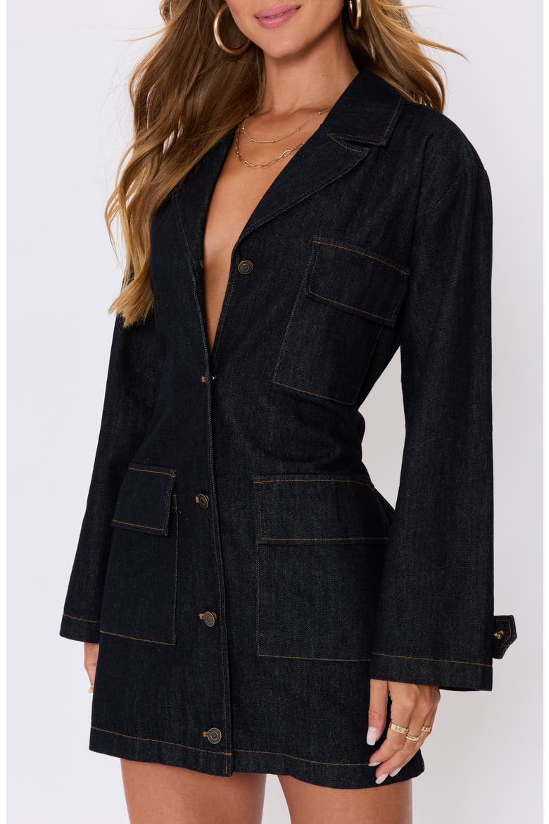 Canyon Long Sleeve Denim Minidress, Alternate, color, DARK DENIM
