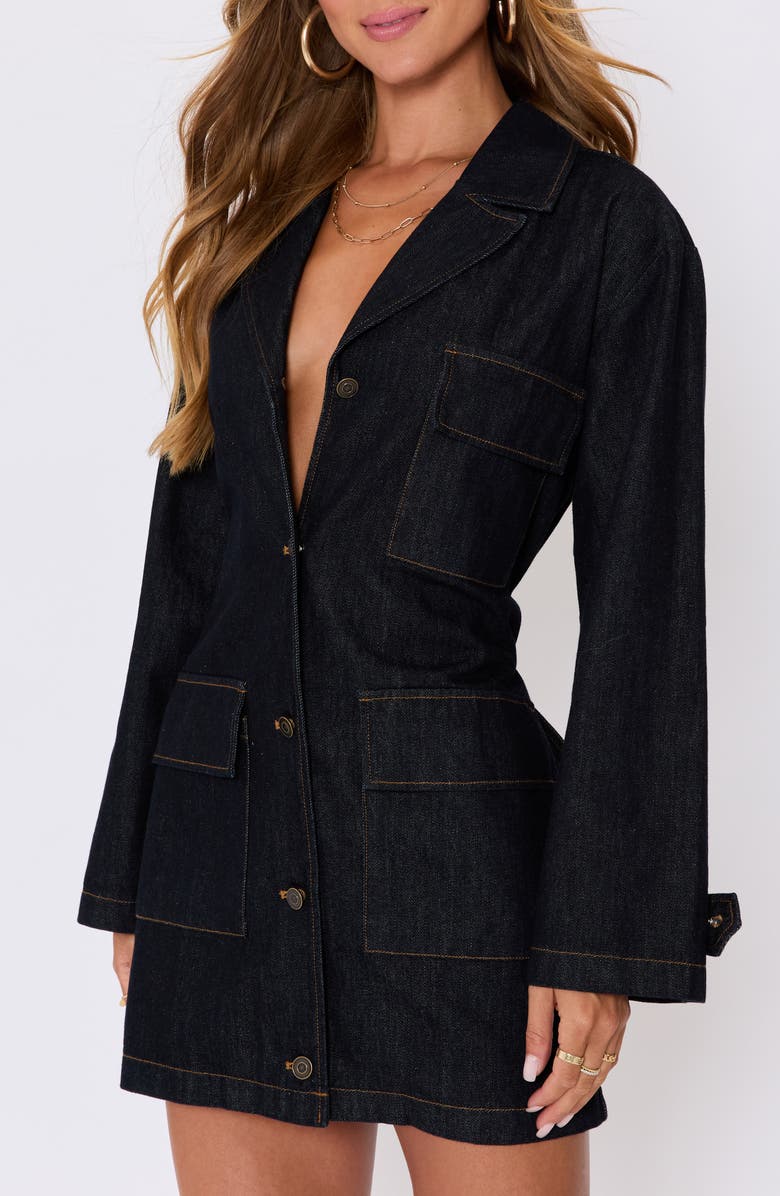 VICI Collection Canyon Long Sleeve Denim Minidress, Alternate, color, Dark Denim