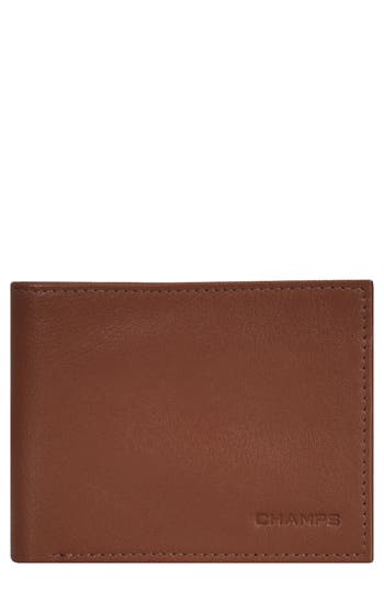 Champs Onyx Id Flap Leather Bifold Wallet In Brown