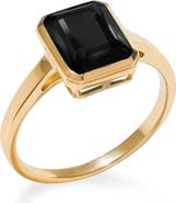 YS GEMS Gold Plated Emerald Cut Black Onyx Ring