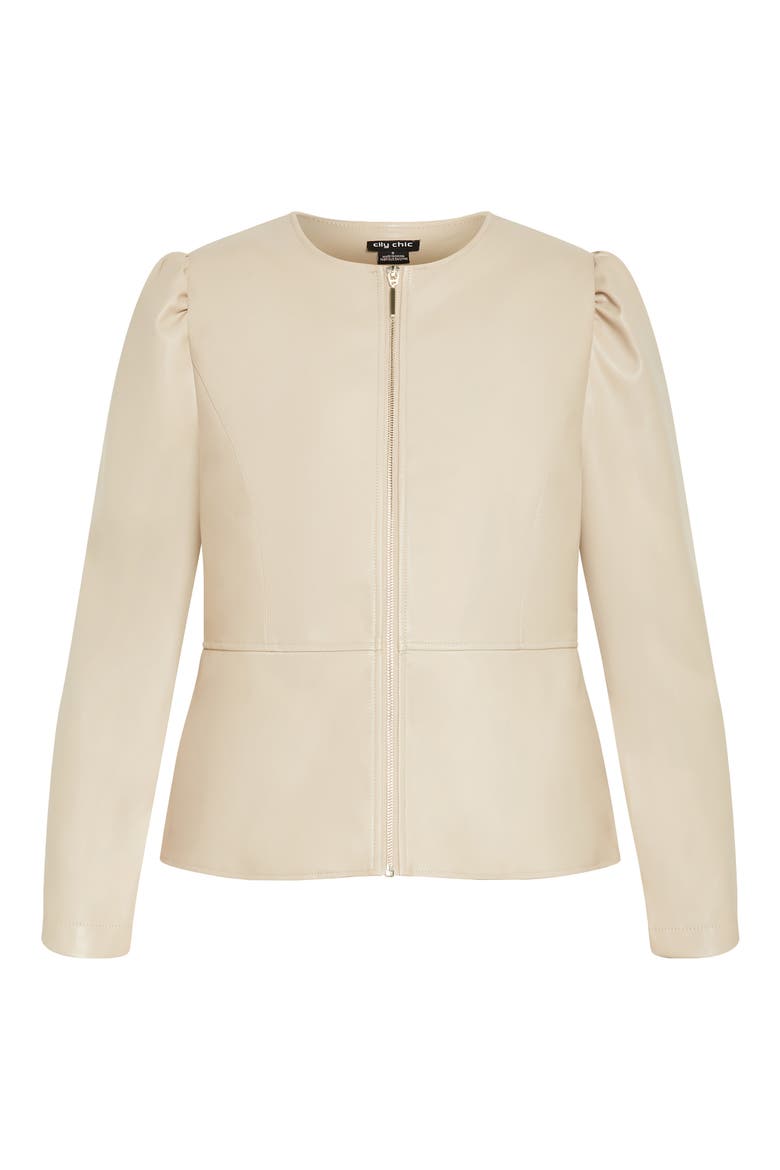 Mallory Faux Leather Jacket, Alternate, color, CREAM